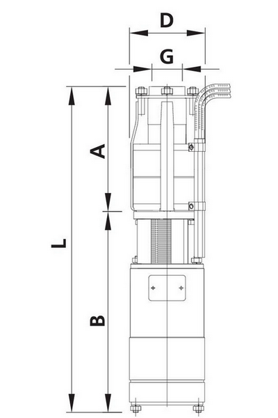 Чертеж габаритно-присоеденительных размеров насоса ЭЦВ 6-4-190