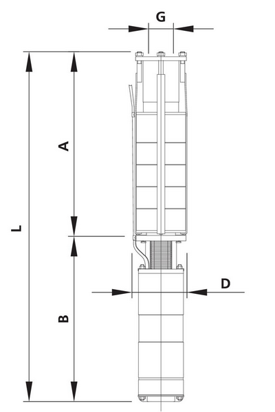 Чертеж габаритно-присоеденительных размеров насоса ЭЦВ 8-65-110