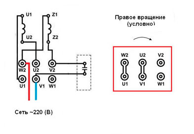 Схема: подключения однофазного электродвигателя АИРЕ80С2