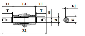 Чертеж: габаритн-присоединительные размеры выходного вала червячного мотор-редуктора NMRV 090